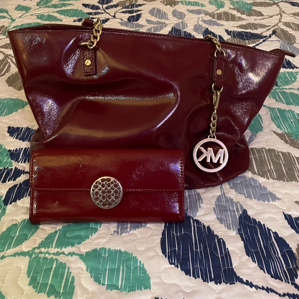 Michael Kors -Burgundy purse and matching wallet